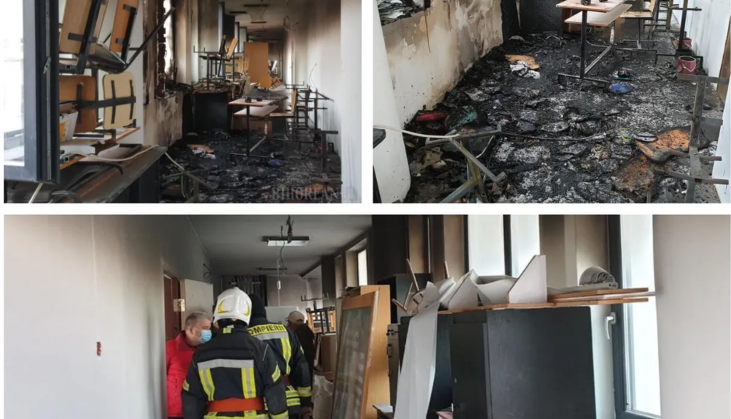 Incendiu la Universitatea Oradea. Au ars bănci și material didactic