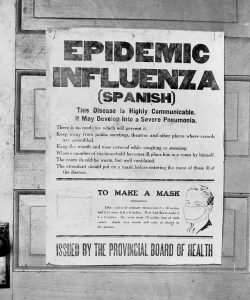 Afiș din 1918 care avertiza populația în legătură cu gripa spaniolă