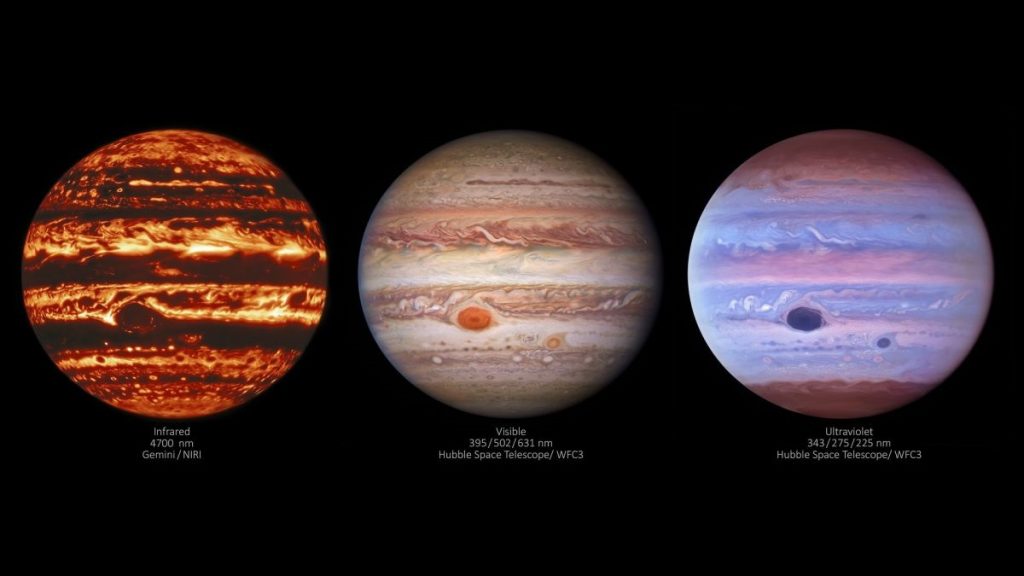 Imagini de senzație cu Jupiter, cea mai mare planetă din sistemul solar. Un telescop spațial și unul terestru au lucrat în același timp