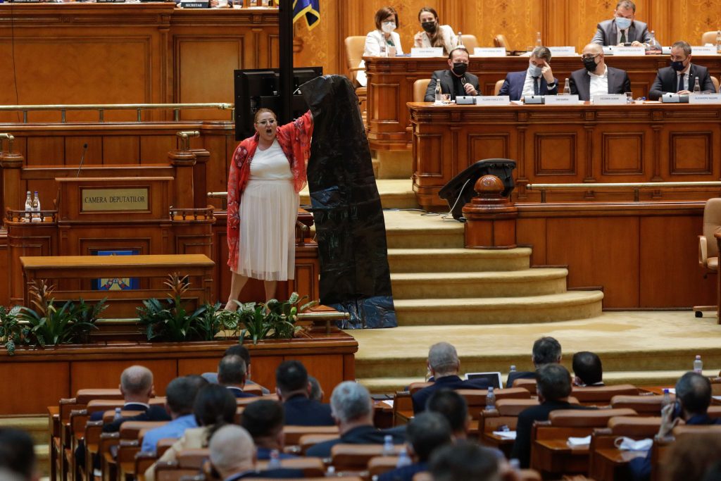 Scene din filme în Parlament. Diana Șoșoacă a lovit un parlamentar de la USR-PLUS
