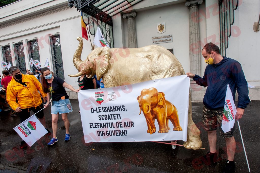 Protest la Palatul Cotroceni: „Domnule Iohannis, scoateți elefantul de aur din Guvern!”