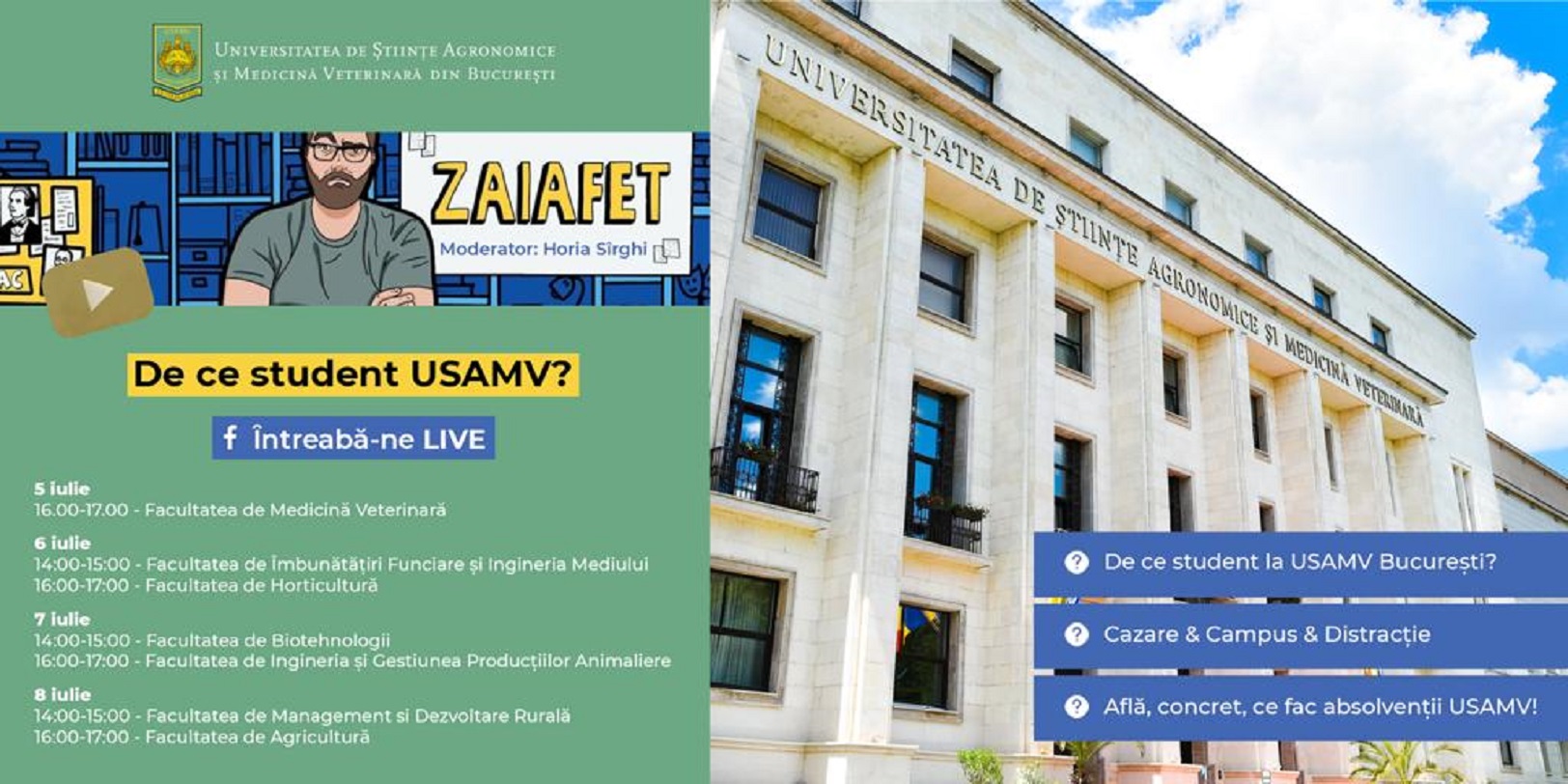 Astăzi 5 iulie 2021, încep înscrierile la Universitatea de Științe Agronomice și Medicină Veterinară din București. Fii #extraordinar. Alege să transformi lumea într-un loc mai bun.