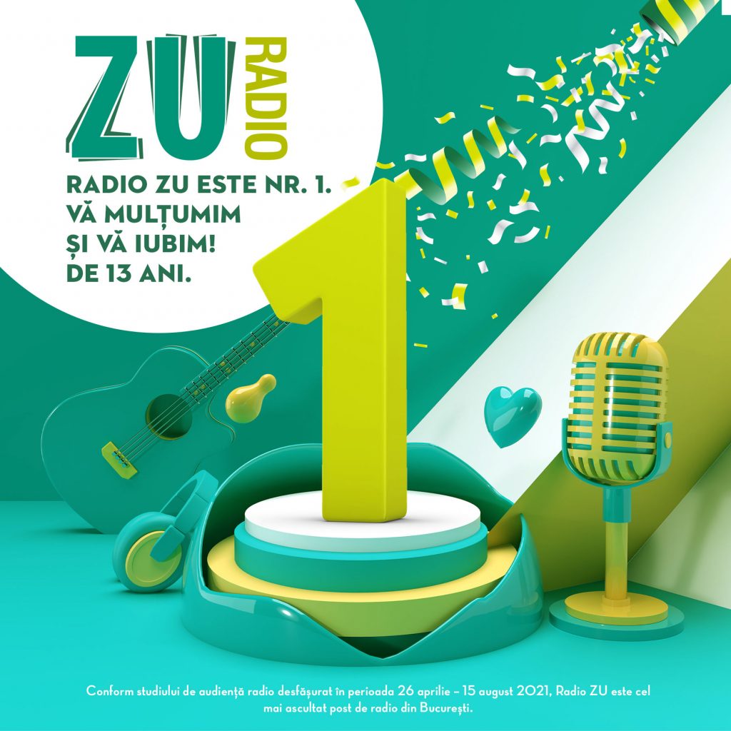 Radio ZU este lider de audiență la nivelul publicului comercial din București cu o medie de peste 130.000 de ascultători unici și o cotă de piață de 14.4% (P)