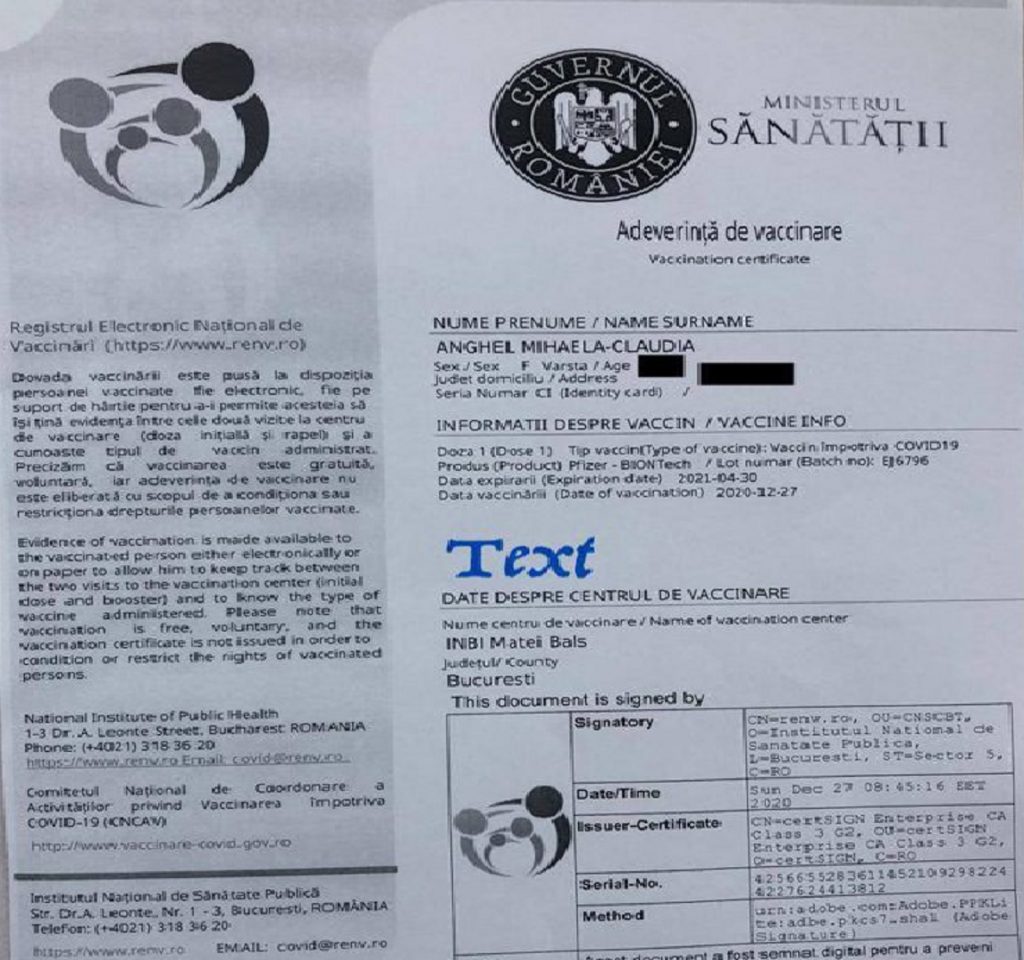 Poliția a închis un centru de vaccinare din București. Suspiciuni de trafic cu certificate de vacinare false