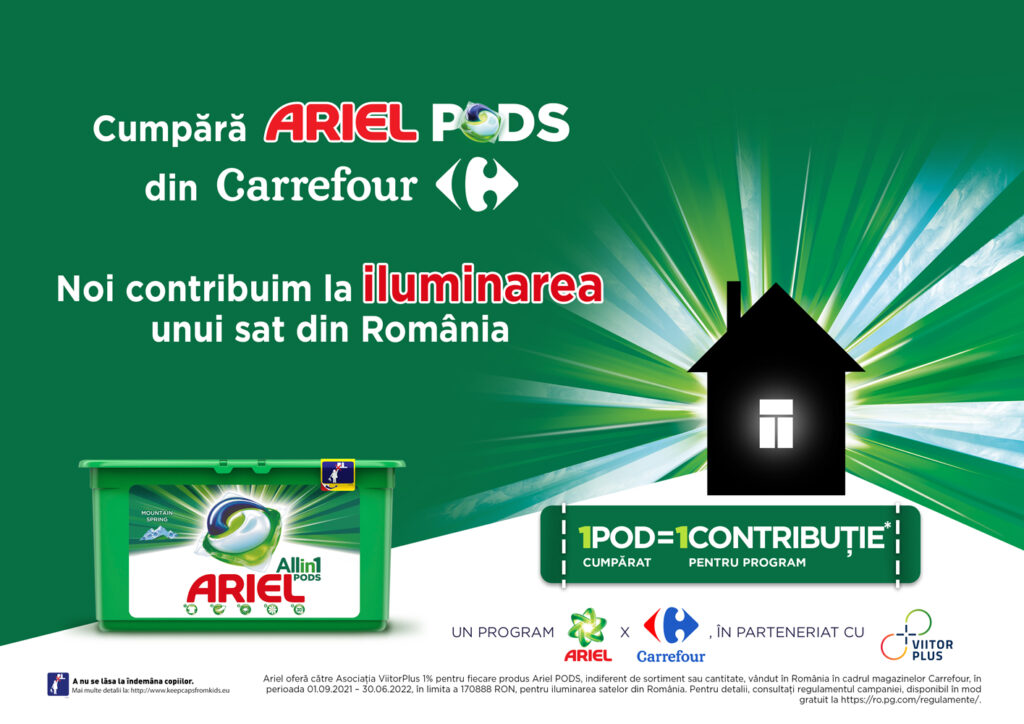 POD cu POD luminezi o casă – campania Ariel și Carrefour, în parteneriat cu ViitorPlus, se extinde într-o nouă comunitate