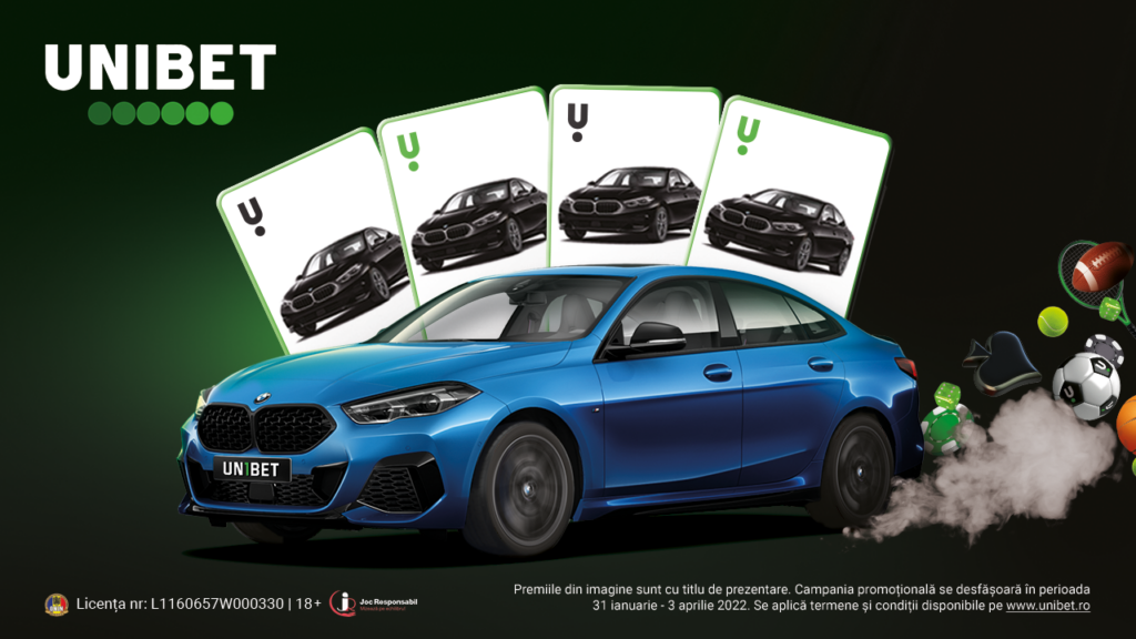 Campania Unibet „Câștigă 5 mașini BMW și peste 1.000 de premii garantate” debutează odată cu luna februarie