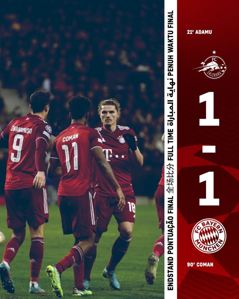 Liga Campionilor. Surpriză uriașă în Austria, Bayern Munchen s-a împiedicat de Salzburg. Liverpool e ca și calificată în optimi