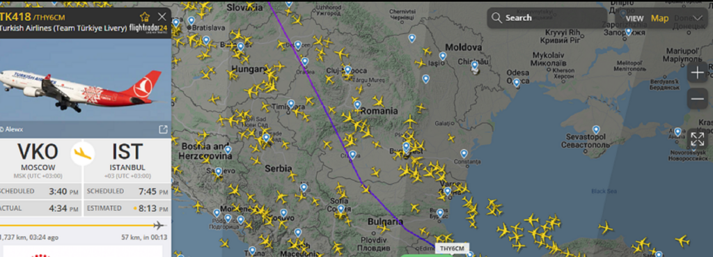 Alertă în spațiul aerian al României. Amenințare cu bombă la bordul unui avion care venea de la Moscova