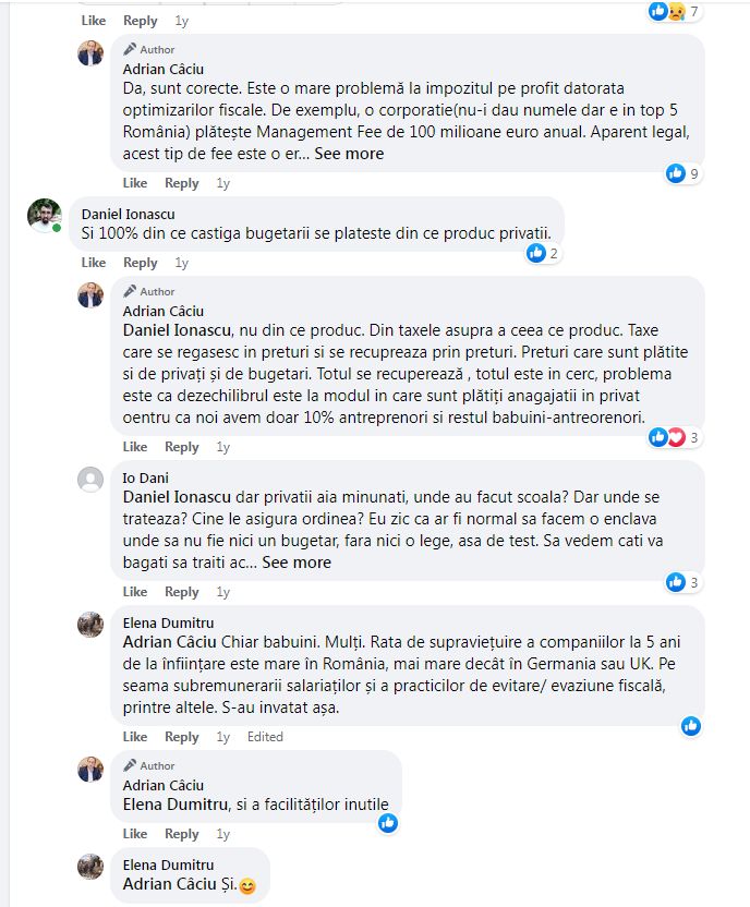 Adrian Câciu, comentarii pe Facebook