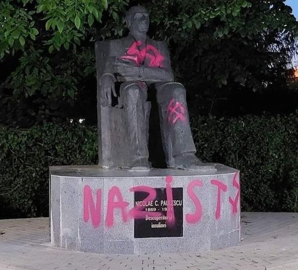 O statuie a savantului Nicolae Paulescu a fost vandalizată: „Nebunia cancel-culture a ajuns și în România, din păcate”