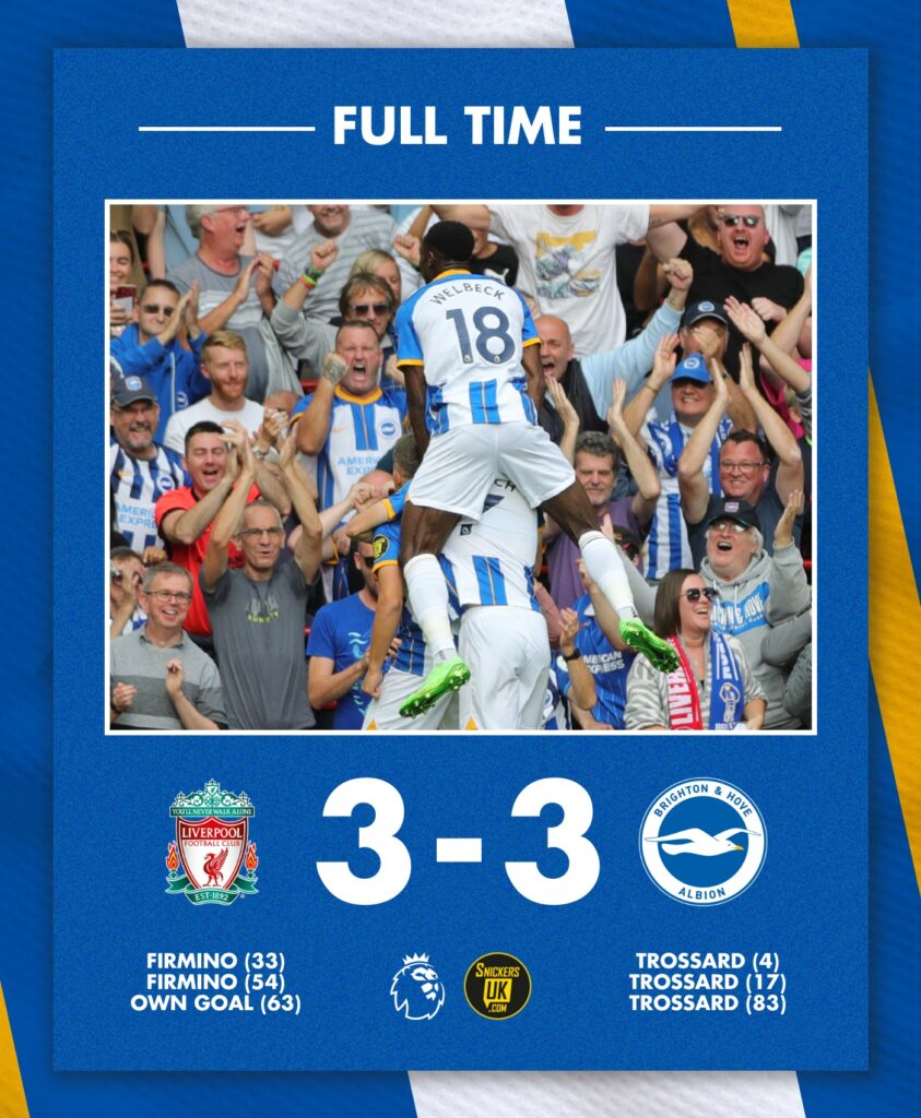 Meci de poveste în Premier League, Liverpool și Brighton au remizat după o luptă teribilă. Arsenal a câștigat derby-ul cu Tottenham