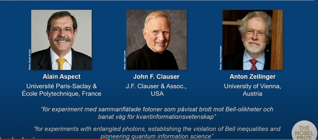 Cercetătorii Alain Aspect, John F. Clauser şi Anton Zeilinger au câștigat Premiul Nobel pentru fizică