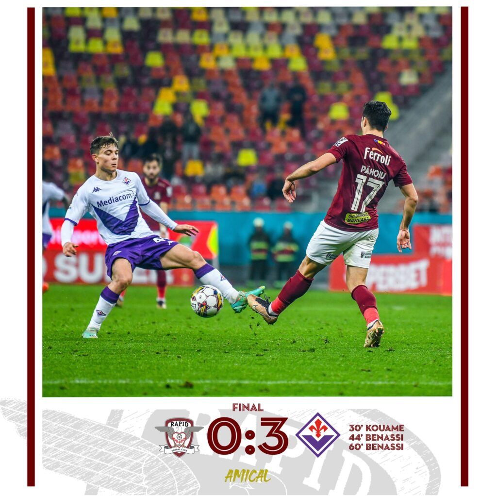 FC Rapid, învinsă de Fiorentina cu 3-0 în ultima partidă a turneului amical International Cup de la Bucureşti