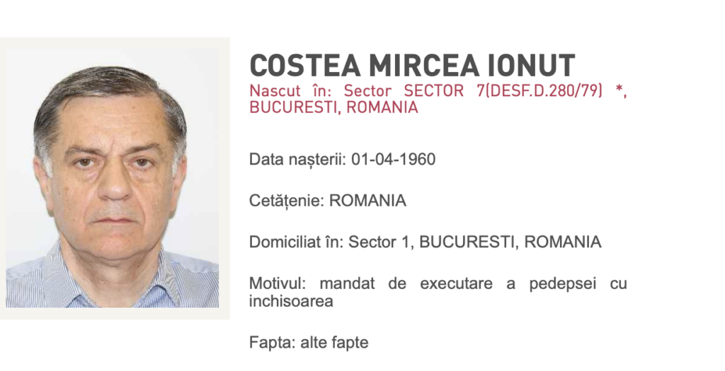Ionuț Costea, cumnatul lui Mircea Geoană, dat în urmărire generală. Fostul preşedinte al Eximbank a fost condamnat la 6 ani de închisoare