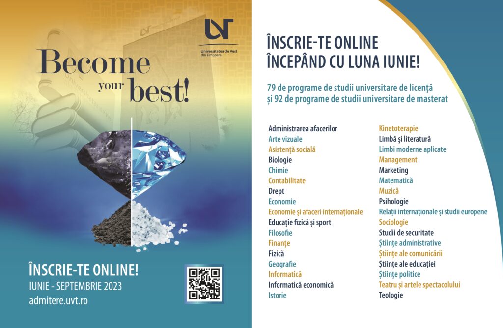 A început procesul de admitere la Universitatea de Vest din Timișoara: Vino la UVT să devii cea mai bună versiune a ta! (P)