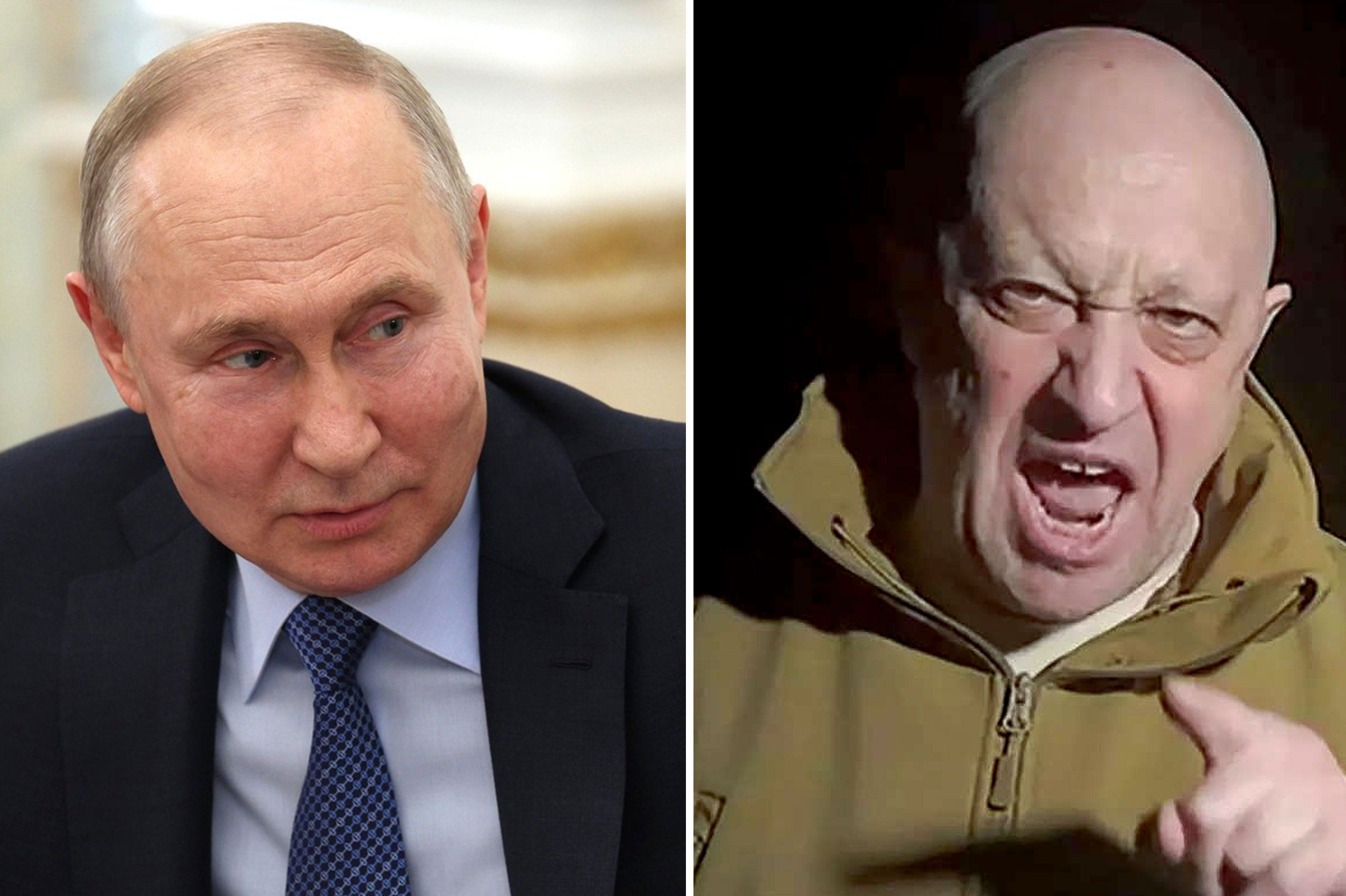 Evgheni Prigojin și Vladimir Putin. Hackerii au obținut mai multe fișiere ale Wagner 