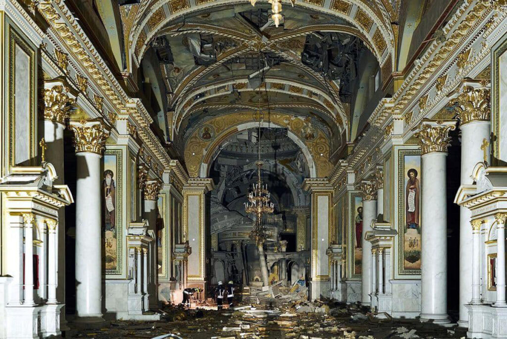 Reacția BOR, după distrugerea catedralei din Odesa: „Ortodoxia nucleară” nu se-mpiedică de-un „ciot”