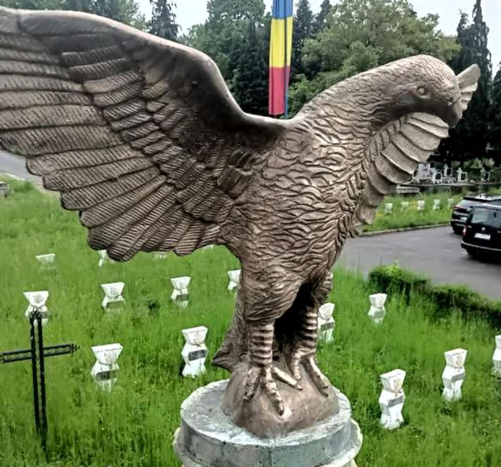 Cine sunt hoții care au furat vulturul de bronz din Cimitirul Eroilor din Zalău