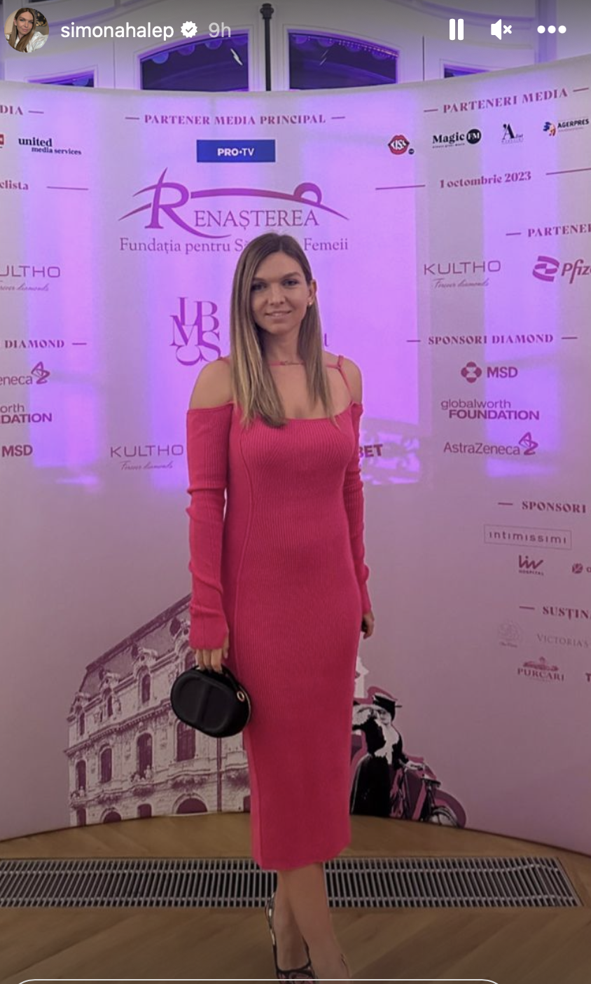 Simona Halep, Fundația Renașterea. Sursa: InstagramSimona Halep, în roz. A participat la un eveniment pentru prima oară după suspendare.