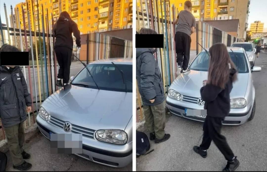 Elevi acuzați de vandalism, după ce un șofer a parcat mașina în poarta școlii