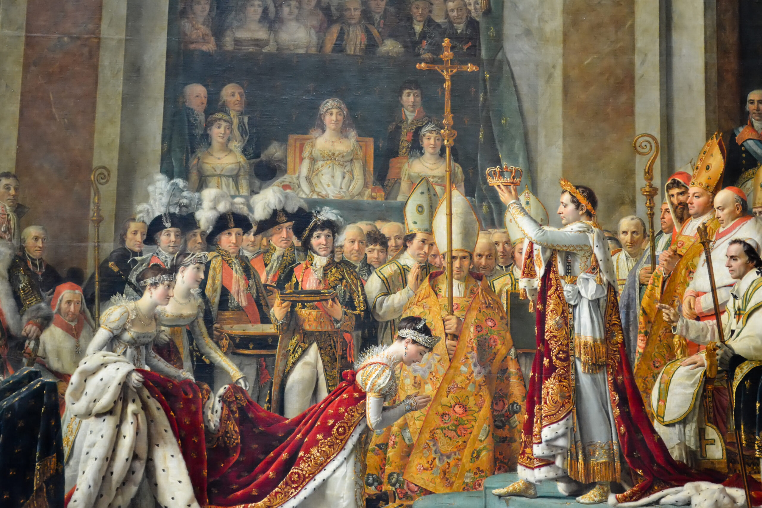 Pictura în ulei „Încoronarea lui Napoleon și a Josephinei”, realizată de Jacques-Louis David între anii 1805-1807. Sursa Foto: Dreamstime