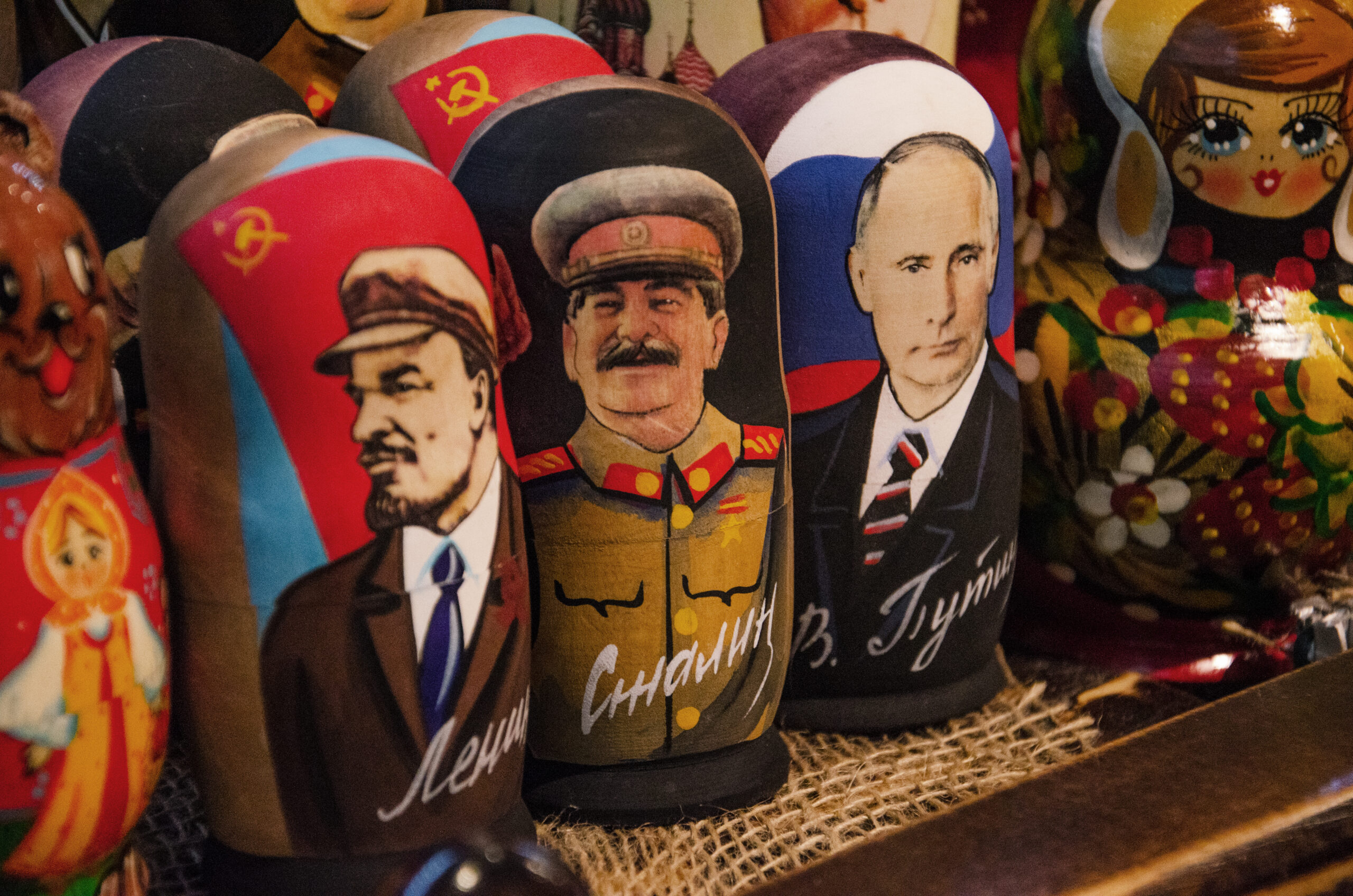 Matrioșka cu Lenin, Stalin și Putin 