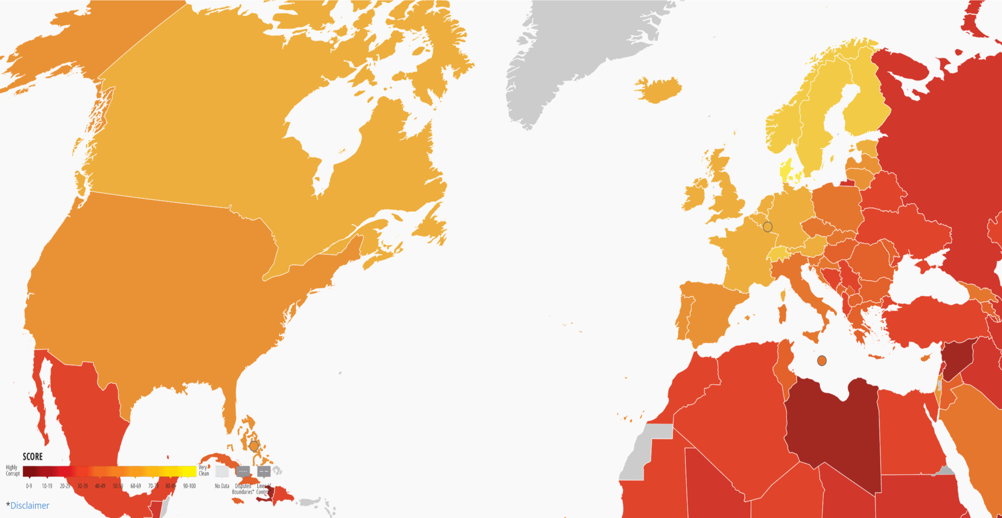 Nivelul de corupție din spațiul euro-atlantic.