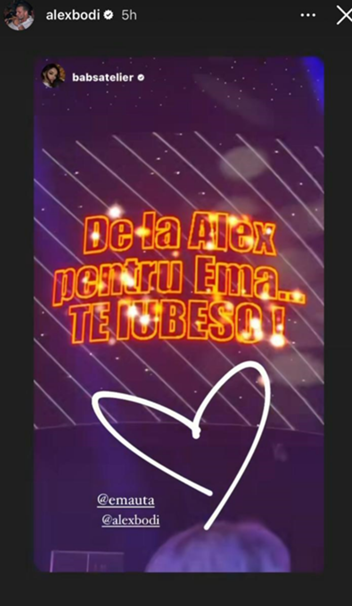 Alex Bodi, declarație de dragoste pentru Ema Uta