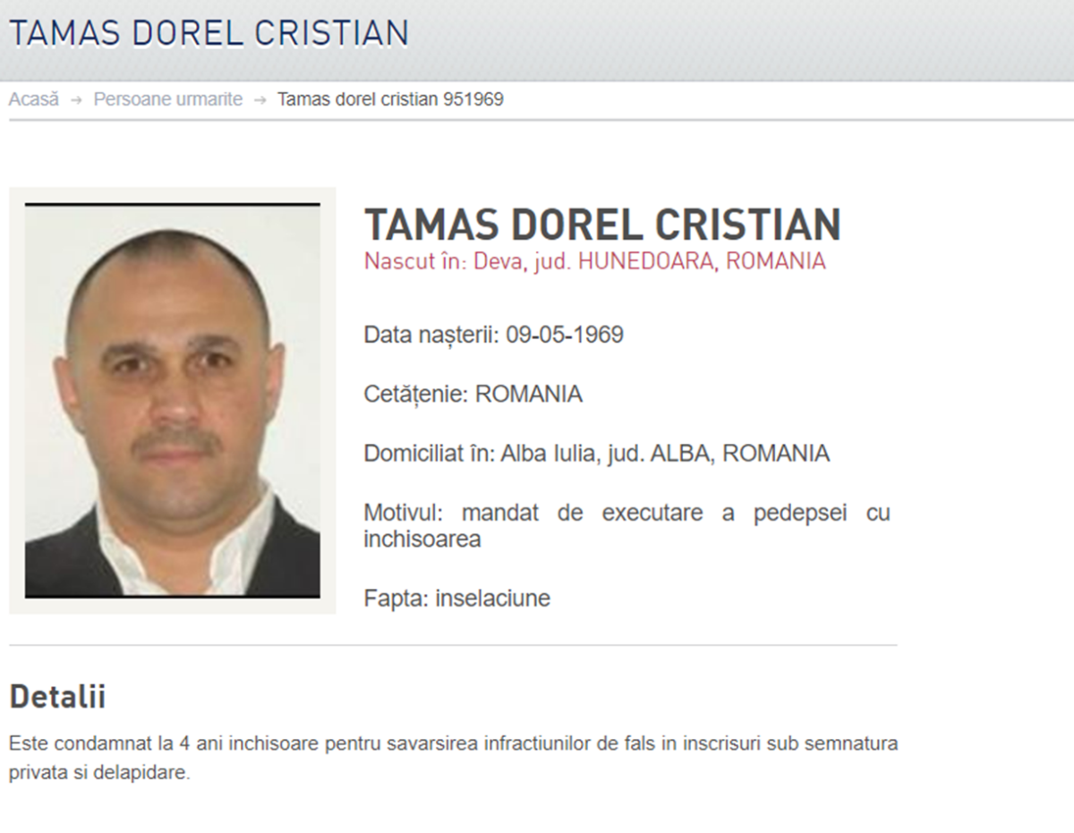 Exclusiv: Milionarul Dorel Tamaș, urmărit internațional. Pedeapsa i se prescrie în curând