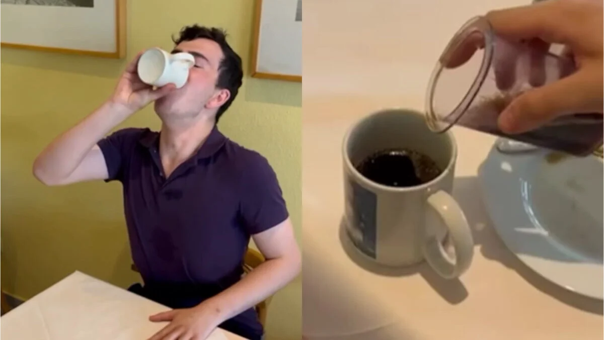 Record Mondial. Un bărbat a băut o ceașcă de cafea în doar câteva secunde. La ce truc a apelat
