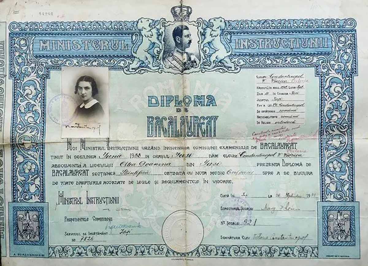 Diplomă Bacalaureat emisă în 1838