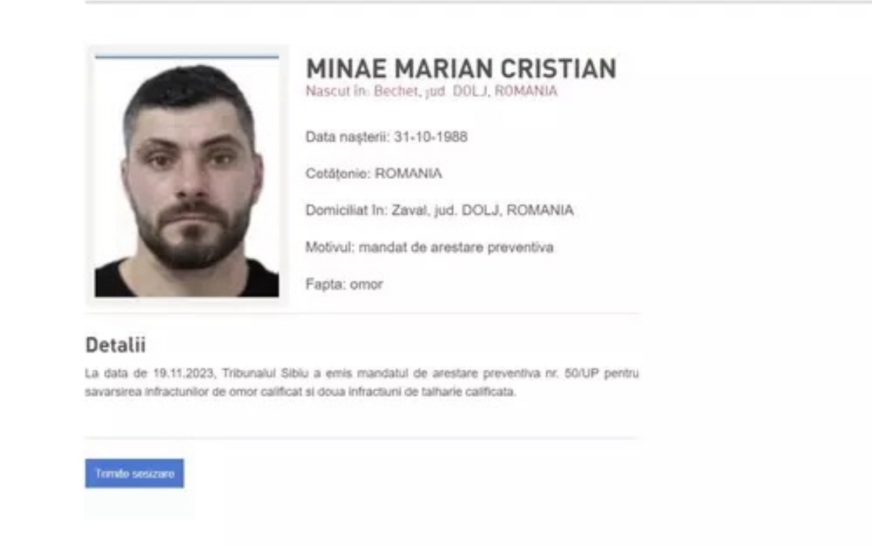 Suspect in cazul crimei de la Sibiu