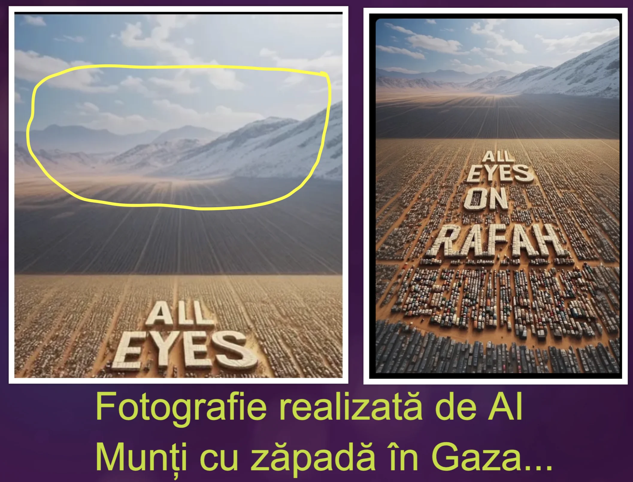 All Eyes on Rafah, fotografie falsă, realizată de AI. Milioane de oameni au picat în capcană