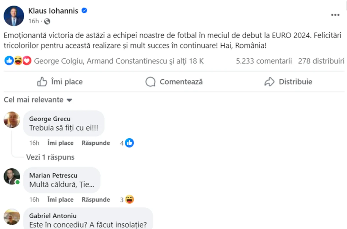 Iohannis, taxat dur de internauți după victoria României: „Bună dimineața și în pădurea adormită!”