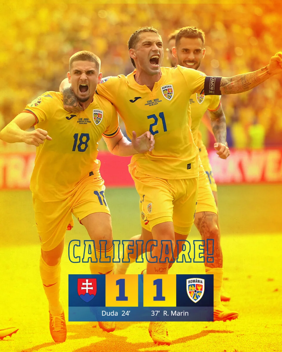 Euro 2024. Slovacia - România, 1-1. „Tricolorii” au câștigat grupa și s-au calificat în optimile de finală