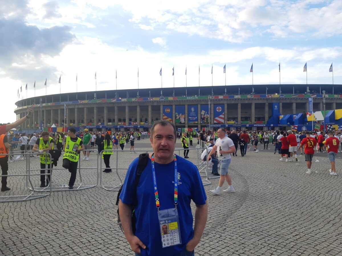 Reporterul Daniel Nanu, la Olympiastadion, la finala Euro 2024