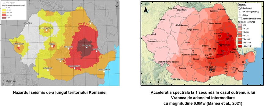 Hazardul seismic de-a lungul teritoriului României. 