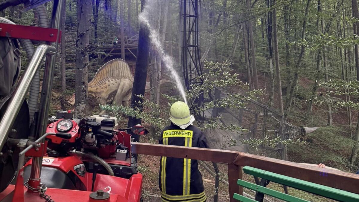 Incendiu la Dino Parc din Râșnov. Turiștii au fost evacuați de urgență