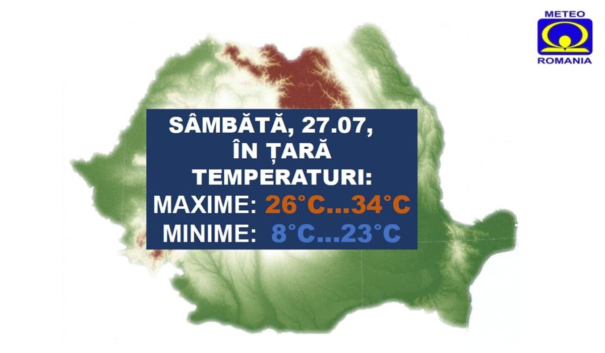 Vremea, 27 iulie. Temperaturile vor crește ușor, însă nu scăpăm de ploi. Previziunile ANM pentru toată țara