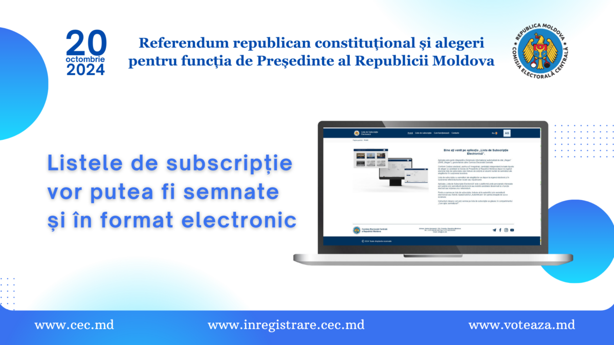 Alegătorii vor putea semna electronic pentru susținerea candidaților la funcția de președinte