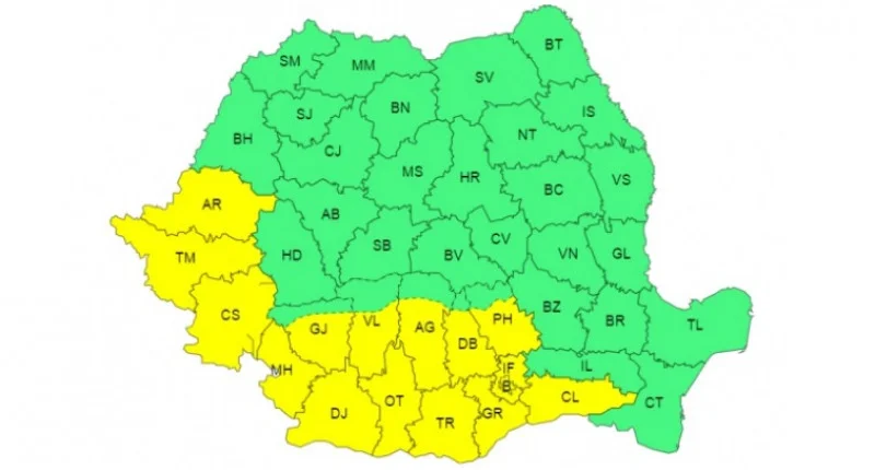 Canicula cuprinde 15 județe și Capitala. Harta ANM