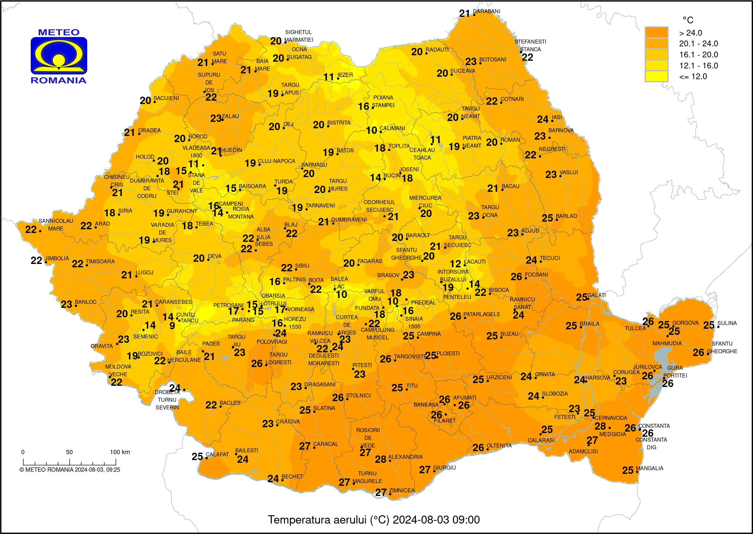 hartă valori termice