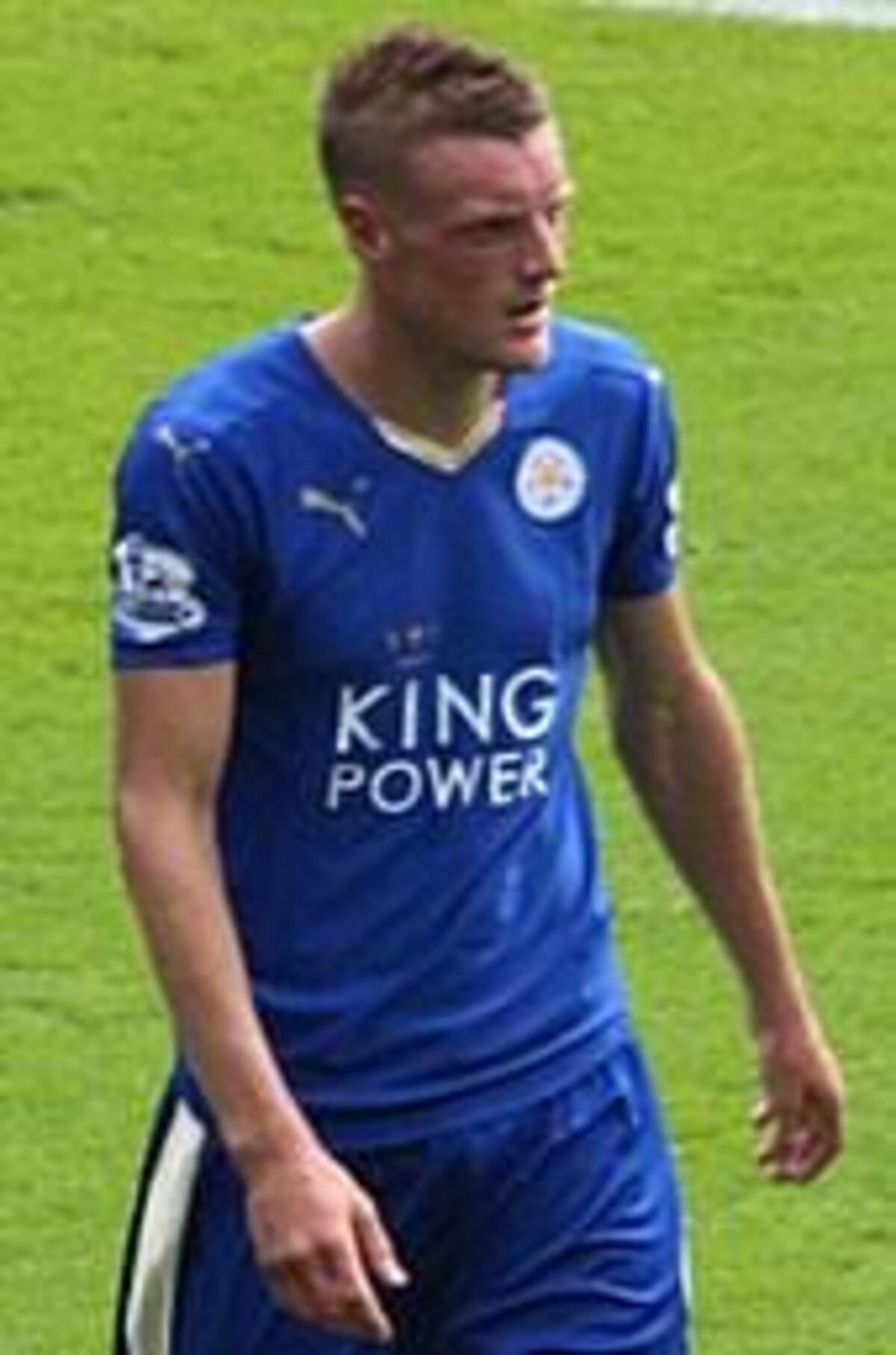 Jamie Vardy în tricoul echipei Leicester City. Sursă foto- wikipedia