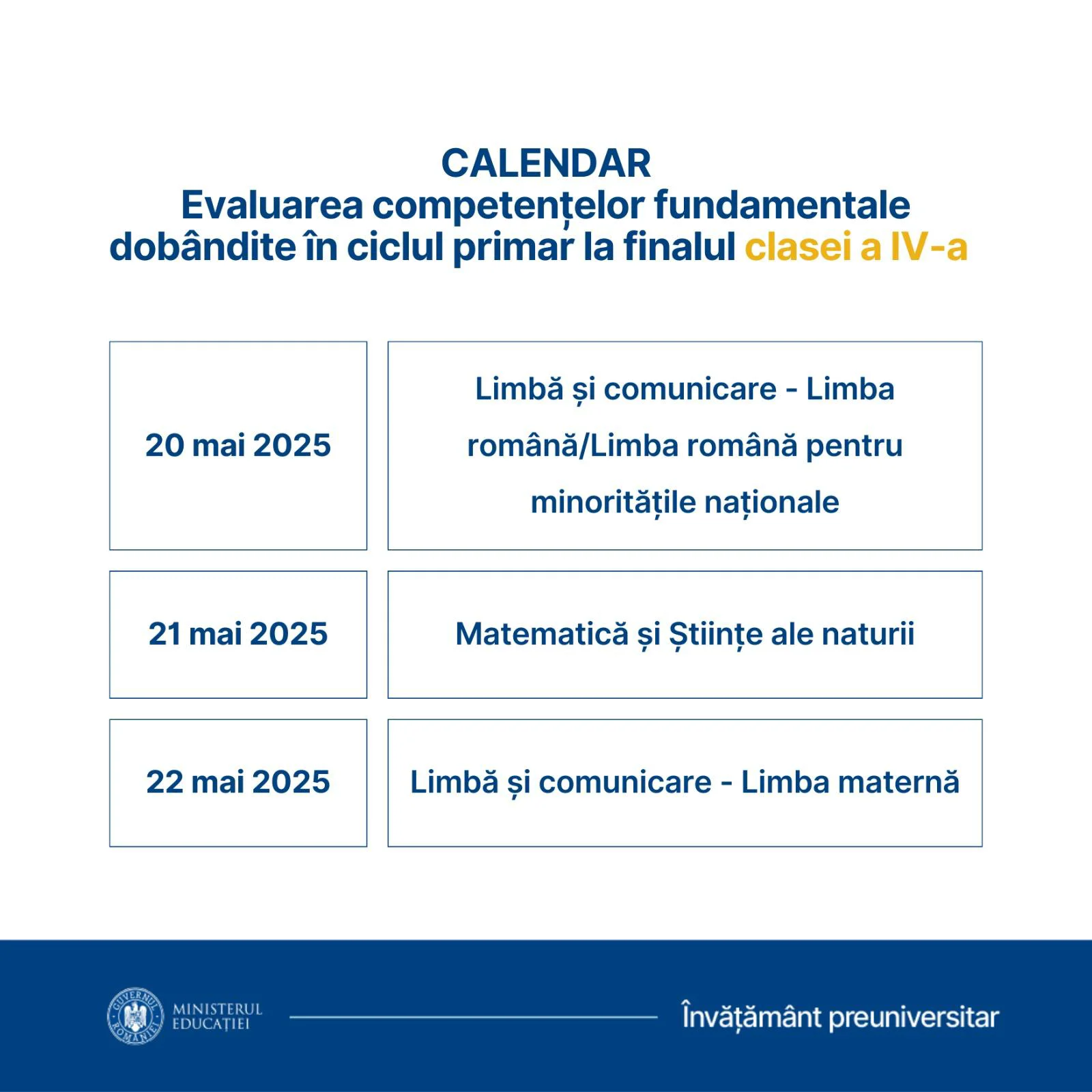 Calendar clasa a IV-a