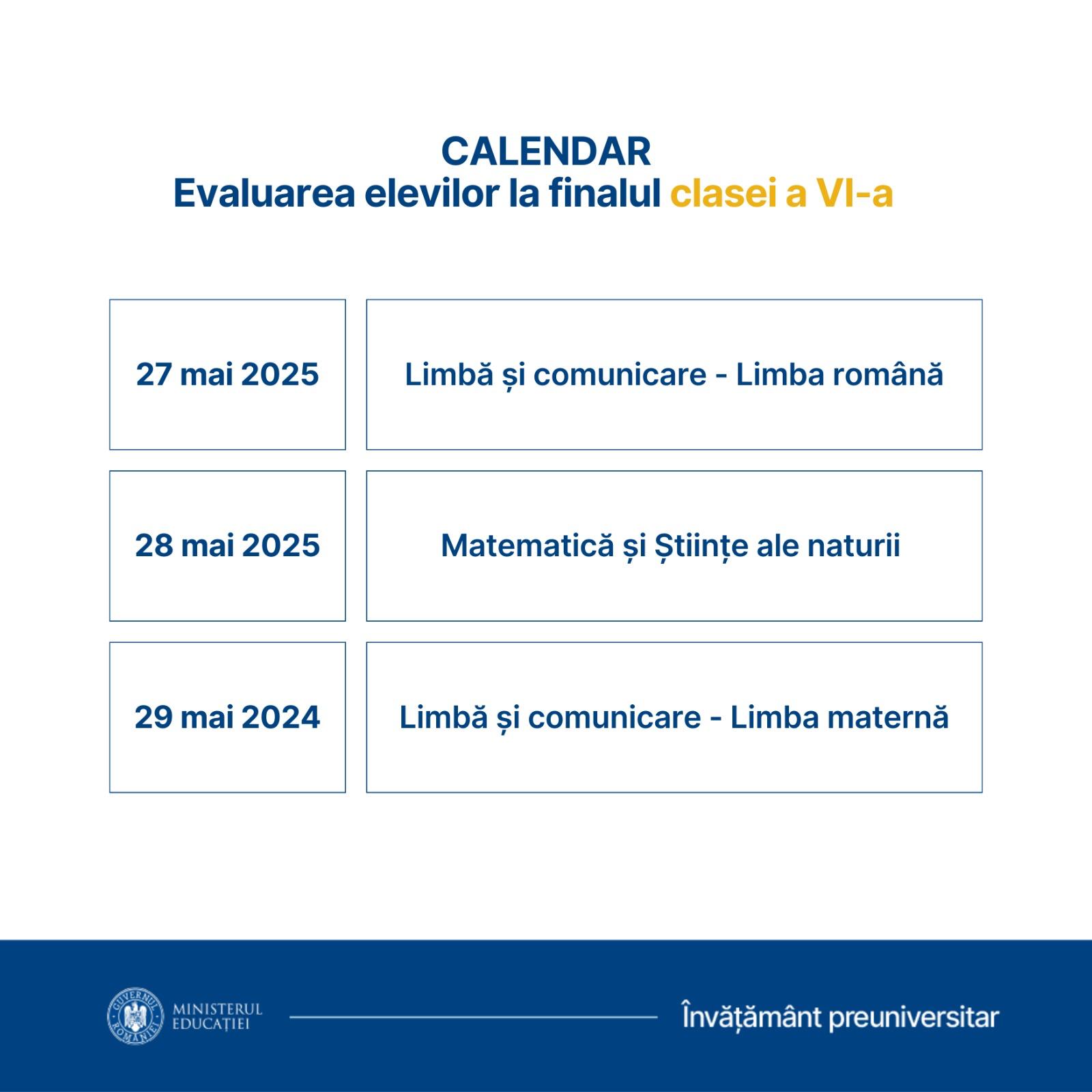 Calendar clasa a VI-a