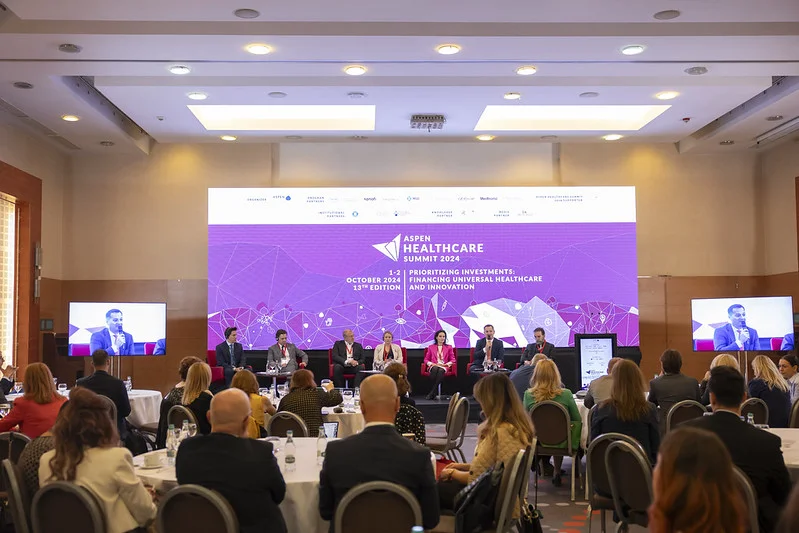 Primul Panel din a doua zi a evenimentului Aspen Healthcare Summit 2024. Sursa foto: arhivă personală.