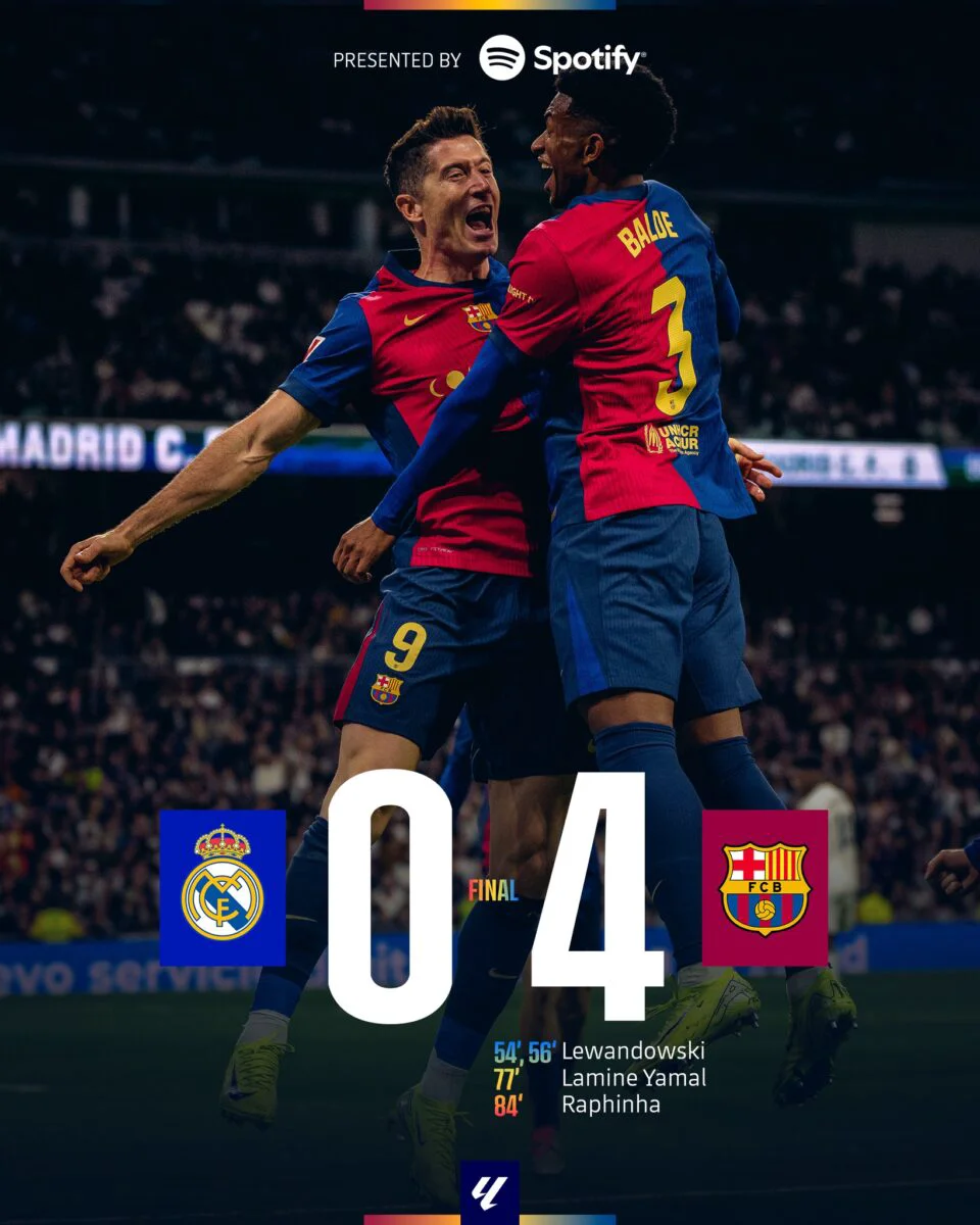 Fotbal în LaLiga. Real Madrid - Barcelona. 0-4. Victorie istorică pentru catalani, pe Santiago Bernabeu