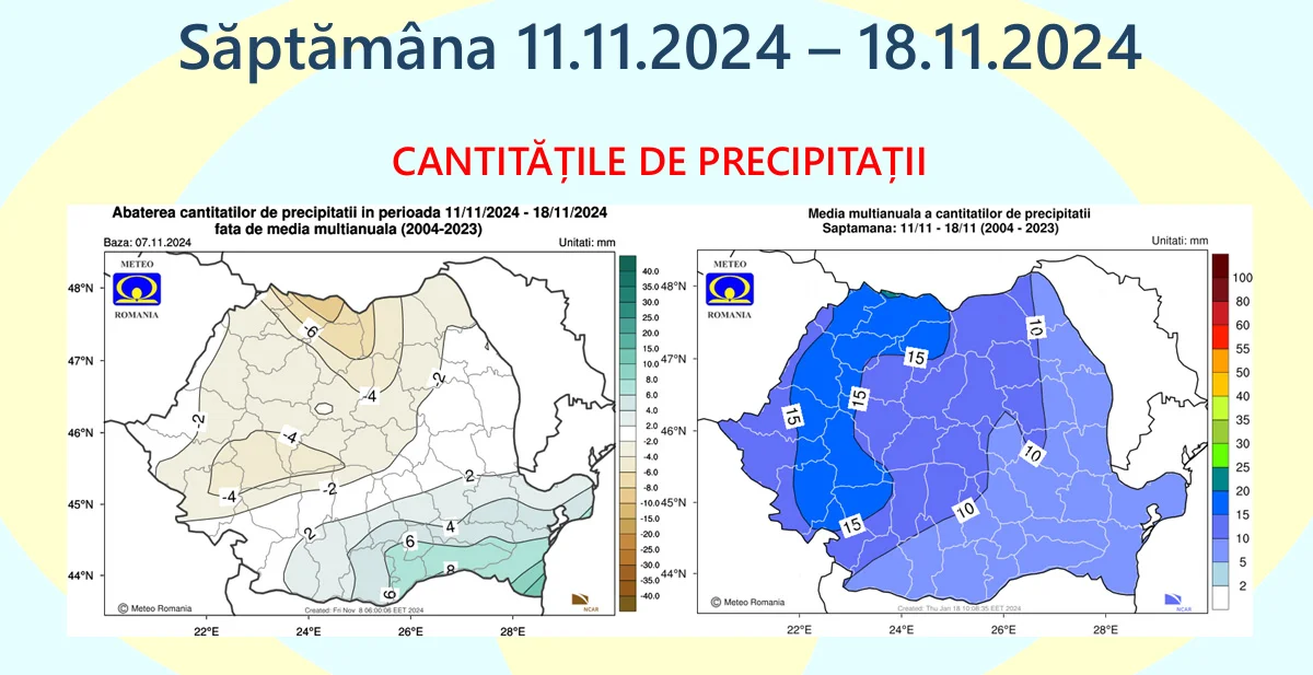 Săptămâna 11.11.2024 – 18.11.2024, CANTITĂȚILE DE PRECIPITAȚII