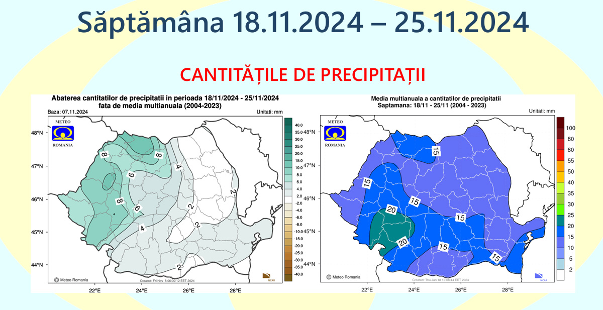 Săptămâna 18.11.2024 – 25.11.2024, CANTITĂȚILE DE PRECIPITAȚII