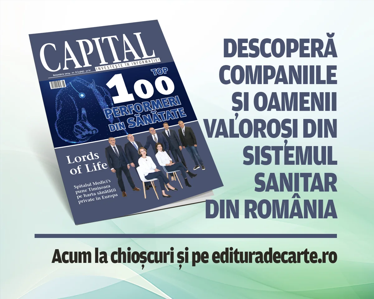 Descoperă companiile și oamenii valoroși din sistemul sanitar din România în Capital Top 100 Performeri din Sănătate, ediția 2024! Acum la chioșcuri și pe edituradecarte.ro